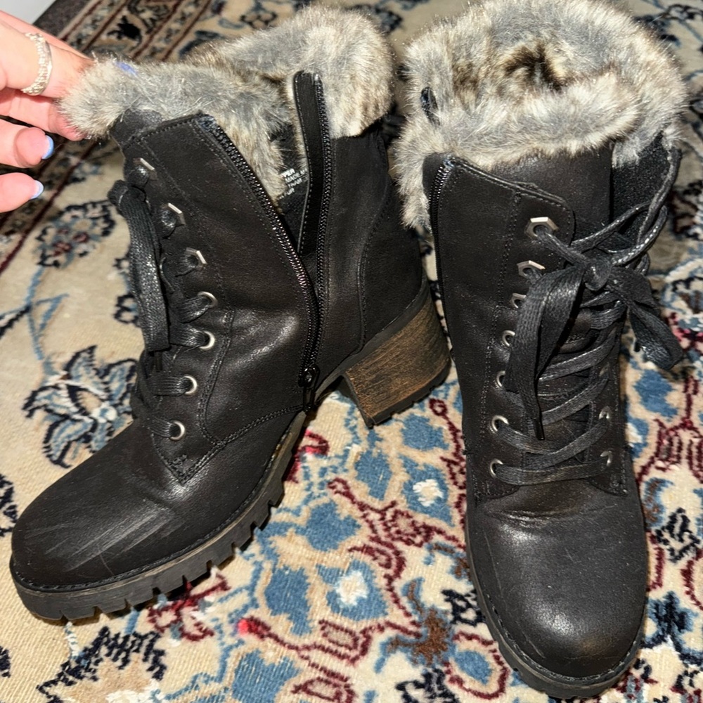 Steve Madden Black Faux Fur Boots